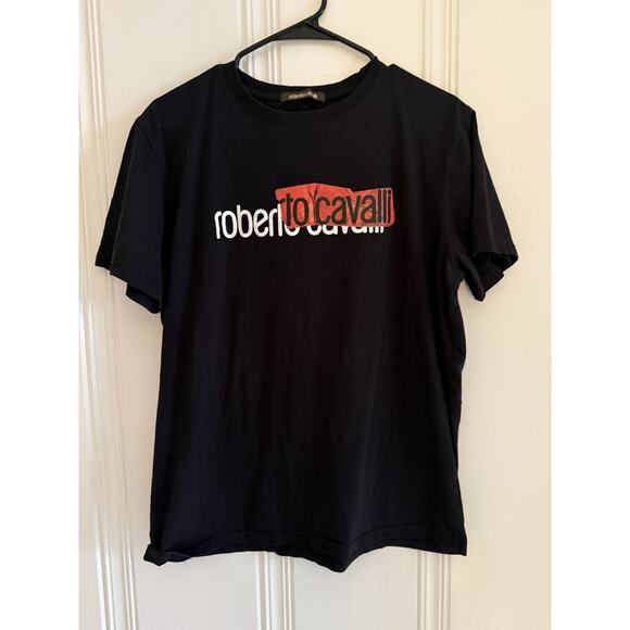 Roberto Cavalli Other - ROBERTO CAVALLI Mens Logo Graphic Cotton Tee T-Shirt Size L Large Black